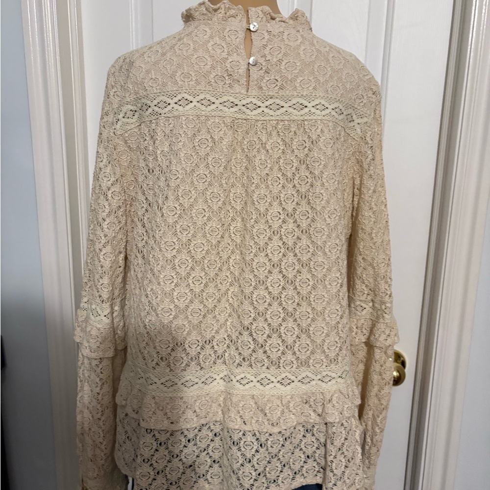 Listicle Cream Lace Ruffle Blouse - Picture 12 of 15